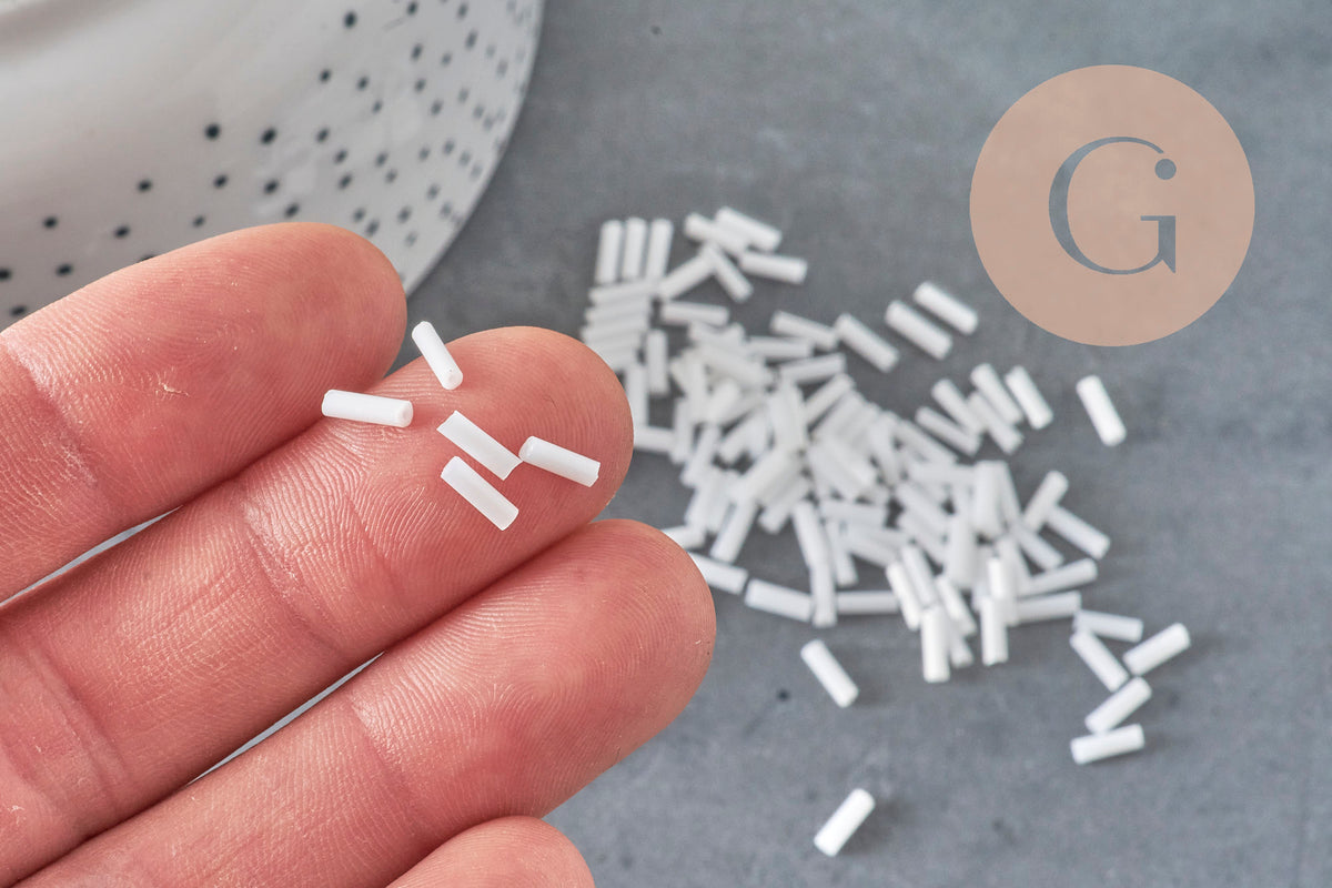 Cuentas de semillas White Tube 6mm, cuentas blancas, cuentas de semillas blancas, 6mm x 2mm, x 5gr G0285