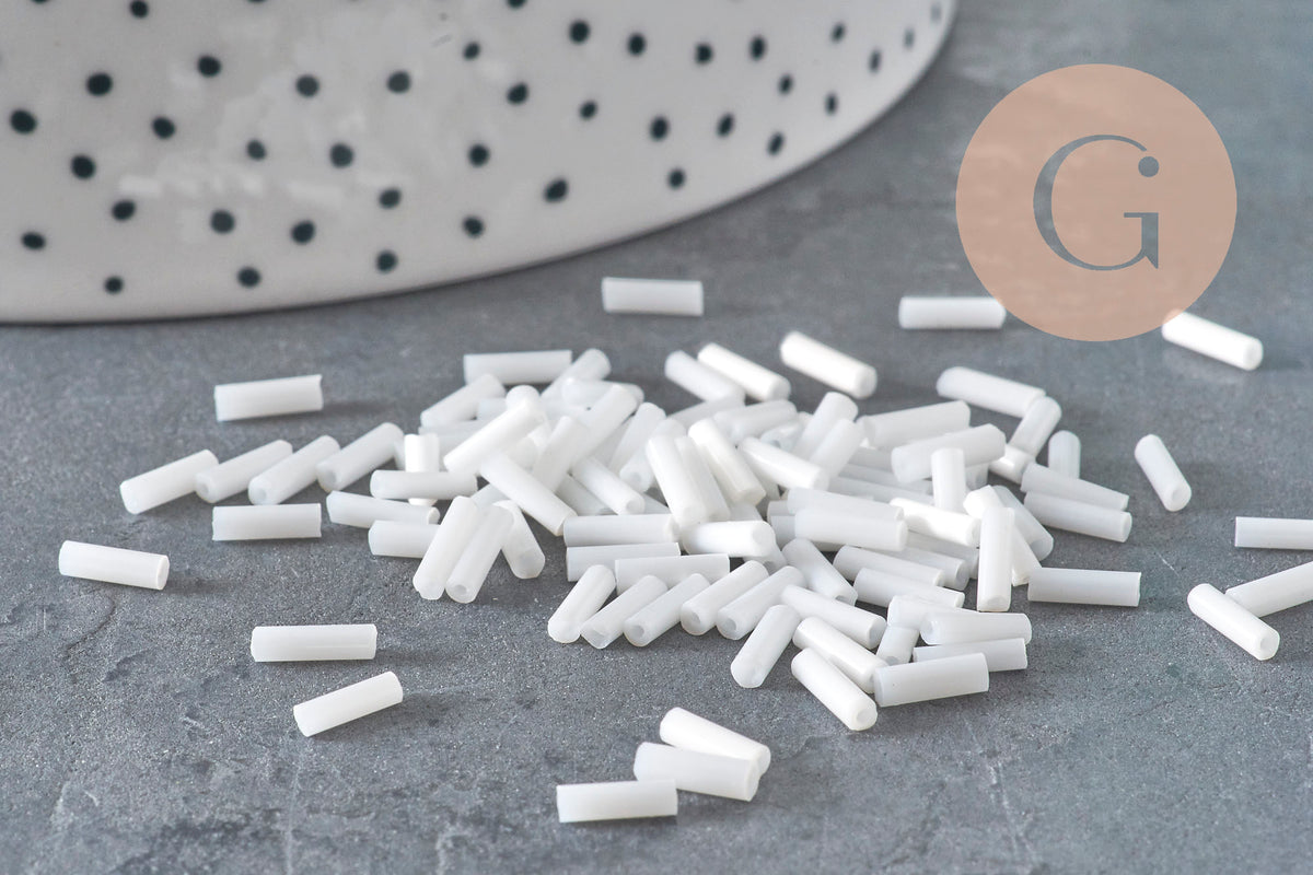 Cuentas de semillas White Tube 6mm, cuentas blancas, cuentas de semillas blancas, 6mm x 2mm, x 5gr G0285