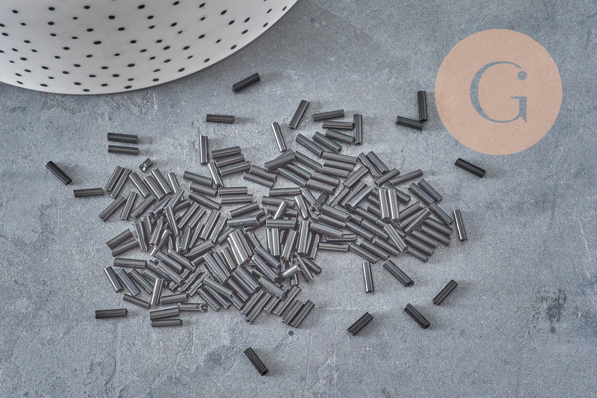 Cuentas de semillas de tubo negro 6x2mm, suministros creativos, cuentas de semillas, cuentas de vidrio negro, x 10gr G2461