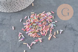 Glass seed beads Tube pastel multicolour 6x2mm, x 10gr (G1651)