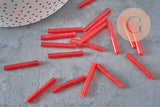 Tube seed beads, red seed beads, red glass, long tube, red tube bead, 28mm, x 10gr G4390