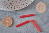 Tube seed beads, red seed beads, red glass, long tube, red tube bead, 28mm, x 10gr G4390