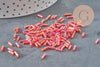 Cuentas de semillas de tubo rojo iridiscente, cuentas de tubo, cuentas de semillas rojas, cuentas rojas iridiscentes, 6 mm x 2 mm, x 5 gr G0666