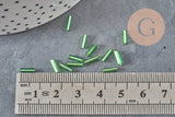 Green tube seed beads, green seed beads, metallic green beads, long tube, 6mm x 2mm, x 5gr G2691