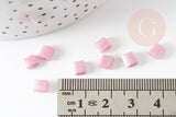 Perles rocaille carré verre rectangle rose nacré façon tila 2 trous 4.5mm, x50 (4.8GR) (G7750)