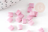 Perles rocaille carré verre rectangle rose nacré façon tila 2 trous 4.5mm, x50 (4.8GR) (G7750)