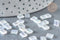 Perles rocaille carré verre rectangle transparent irisé, création bracelet, perle tila,4.5mm,2 trous, x50 (4.8GR) (G7487)