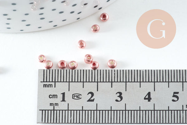 Perles rocaille cuivre métallisé 3mm, x10 Gr (G10737)