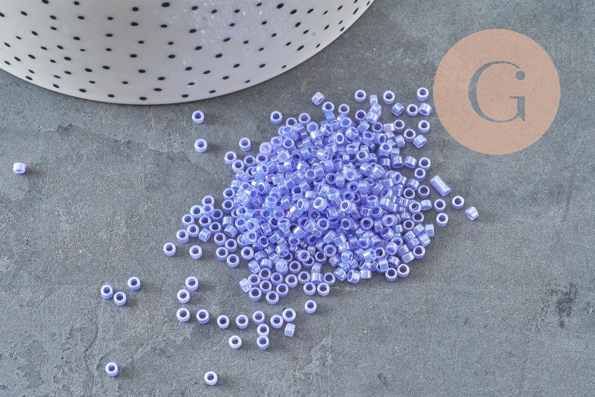 Perles rocaille tube verre bleu transparent 2.5mm, x1 sachet de 8g (G11401)-Perles-Gingerlily Perles