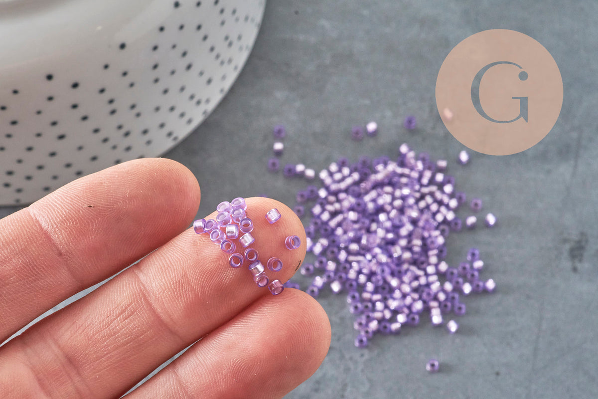 Perles rocaille tube verre violet silver lined 2.5mm, x1 sachet de 8g (G11405)-Perles-Gingerlily Perles