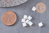 Perles rocaille verre rectangle blanc irisé 5mm, perle carré création bracelet, perle tila,4.5mm,2 trous, x50 (4.8 GR) (G4454)