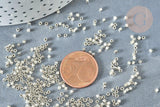 Perles rocailles verre cylindrique gris métallisé façon Delica Miyuki Lined Crystal, x1 sachet de 8g (G8168)
