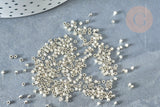Perles rocailles verre cylindrique gris métallisé façon Delica Miyuki Lined Crystal, x1 sachet de 8g (G8168)