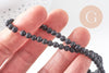 Perles ronde lave noire naturelle 4mm, x1 fil de 37cm (G1841)
