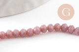Perles rondelle abacus verre opaque facettée violet mauve 3x2.5mm, bijoux cristal, fil de 39cm, x1 (G7449)