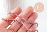 Perles rondelle abacus verre opaque facettée violet mauve 3x2.5mm, bijoux cristal, fil de 39cm, x1 (G7449)