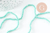Perles rondelle verre irisée facettée vert irisé AB 3x2mm, création bijoux cristal, fil de 42cm, x1 (G7392)