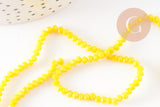 Perles rondelle verre jaune facette 3mm, x1 fil de 29cm (G2669)