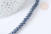 Perles rondelle verre opaque facettée gris foncé 6x5mm, DIY cristal, fil de 41cm, x1 (G8258)