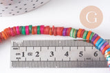 Perles rondelles coquillage naturel multicolore heishi 5-7mm,perle rondelle coquillage multicolore, création bijoux, fil de 200 perles, x1 (G5851)