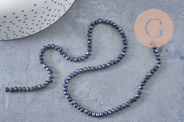 Perles rondelles cristal irisé 3mm, fil de 42cm, x1 (G0149)