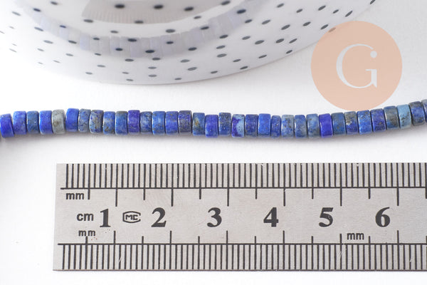Perles rondelles heishi lapis lazuli naturel 4mm, x1 fil de 40 cm (G2767)