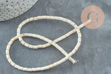 Perles rondelles howlite blanche synthétique ,pierre heshi en howlite synthétique, fil de 40cm, 5x3mm, x1 (G5569)