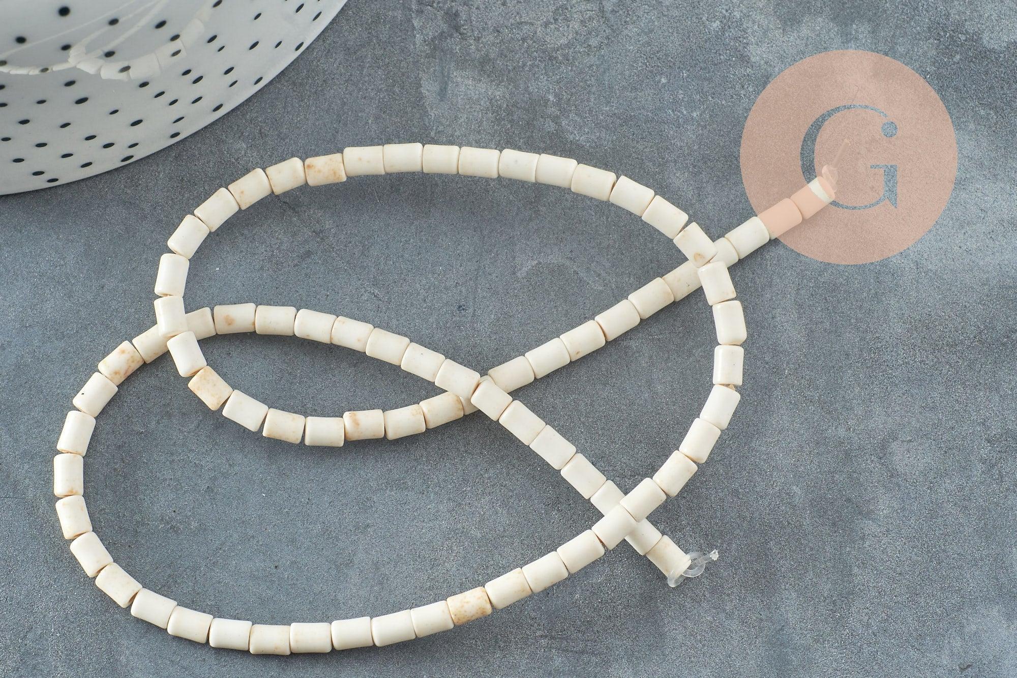 Perles rondelles howlite blanche synthétique ,pierre heshi en howlite synthétique, fil de 40cm, 5x3mm, x1 (G5569)