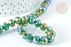 Perles rondelles verre facettée vert irisé 10x8mm, cristal, le fil de 53cm (G7454)