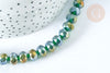 Perles rondelles verre facettée vert irisé 10x8mm, cristal, le fil de 53cm (G7454)