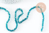 Perles rondelles verre transparent facetté bleues turquoise AB 4x3mm, création bijoux cristal DIY, fil de 42cm x1 (G8254)