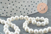 Perles rondes coquillage naturel blanche nacrées 6mm, x1 fil de 40cm (G10131)