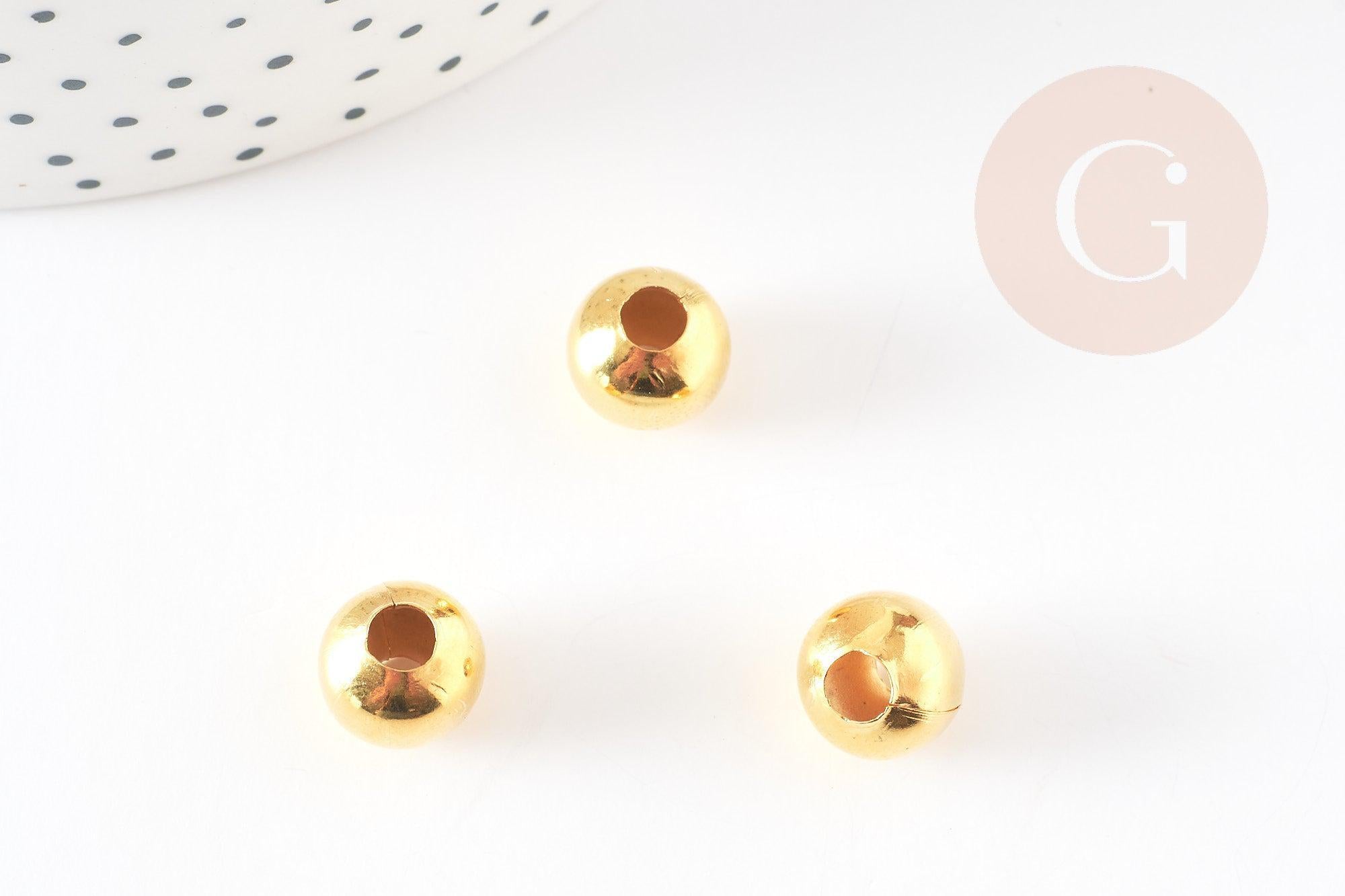Perles rondes dorées intercalaires, perles dorées, apprêts dorés, diamètre 1cm, x10 (G1165)