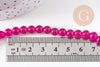 Perles rondes jade naturel rose FUCHSIA 6mm, x1 fil de 38cm (G1784)