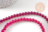 Perles rondes jade naturel rose FUCHSIA 6mm, x1 fil de 38cm (G1784)
