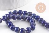 Perles rondes lapis lazuli naturel 6mm, x1 fil de 20cm (G4069)