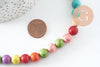Perles rondes multicolores howlite,Perles gouttes multicolores howlite, howlite naturelle, perle turquoise, fil de 40 cm, X1 (G9717)