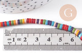 Perles rondes rondelles howlite multicolore, perles pierre,fabrication bijoux,perle heshi,howlite synthétique, fil de 160 perles, X1 G4500
