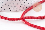Perles rondes rondelles turquoise rouge 4x2mm, perles corail Heishi de synthèse, x1 fil de 45 cm (G0847)