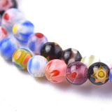 Perles rondes verre millefiori 4mm, x1 fil de 33cm (G5364)