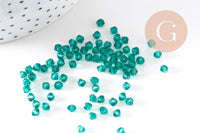 Perles toupie bicone cristal autrichien facette vert 4mm, x20 (G10514)