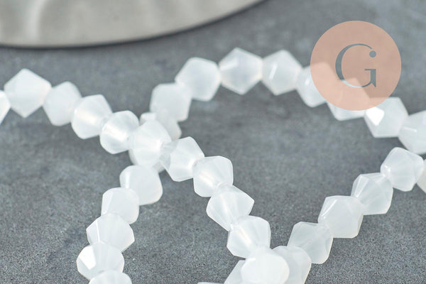 Perles toupies cristal blanc opalescent 4mm facette, x1 fil de 35cm (G8541)