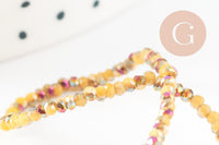 Perles toupies cristal jaune irisé, perles bijoux, perle cristal, Perle verre facette,fil de 26cm, 2mm, x1 (G4506)
