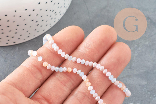 Perles toupies cristal multicolore pastel irisé 3.5x3mm, perle cristal verre facette,fil de 40cm, x1 (G6172)