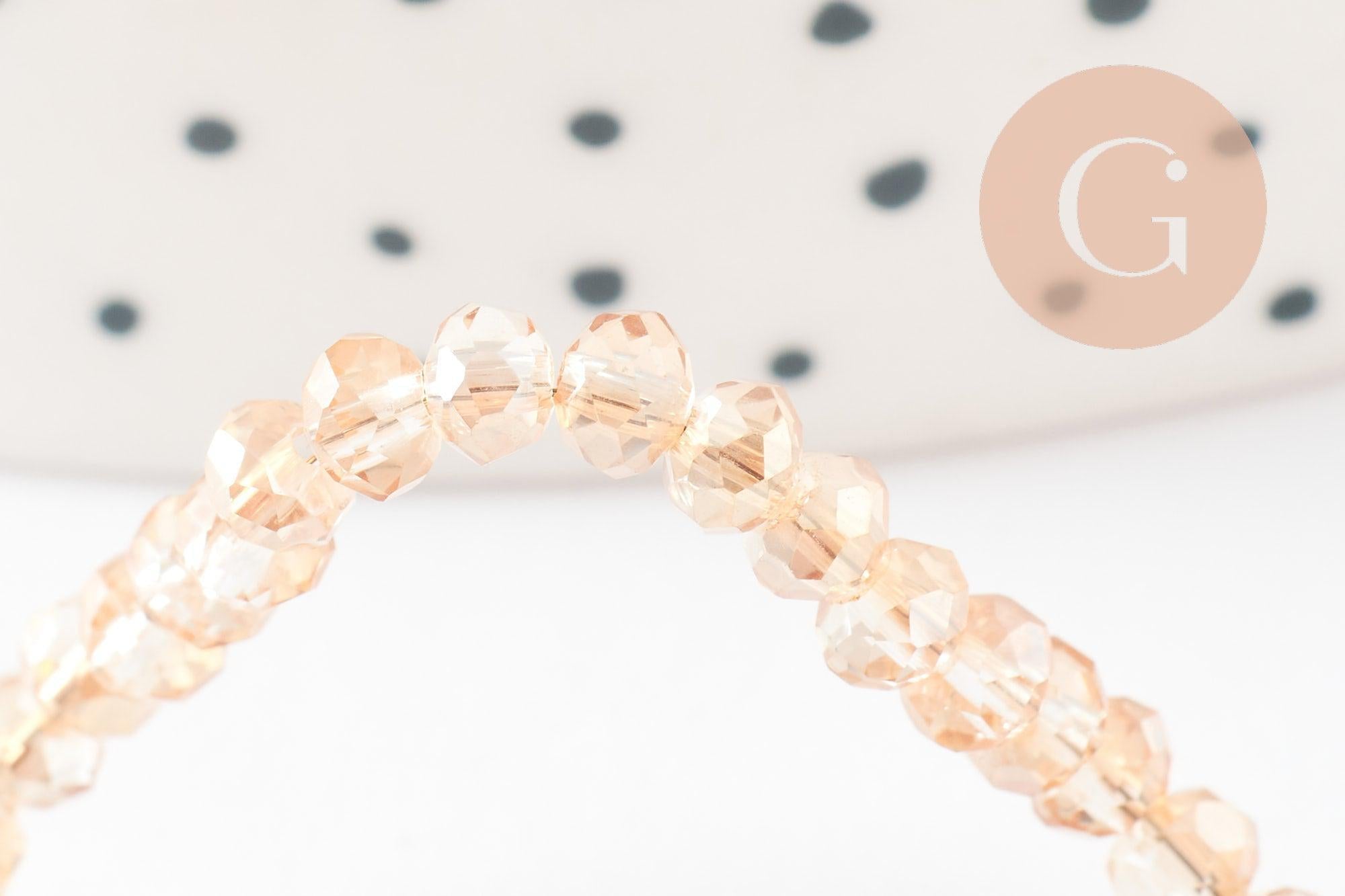 Perles toupies cristal orange transparent irisé 3.5x2.5mm, x1 fil 25cm (G8595)