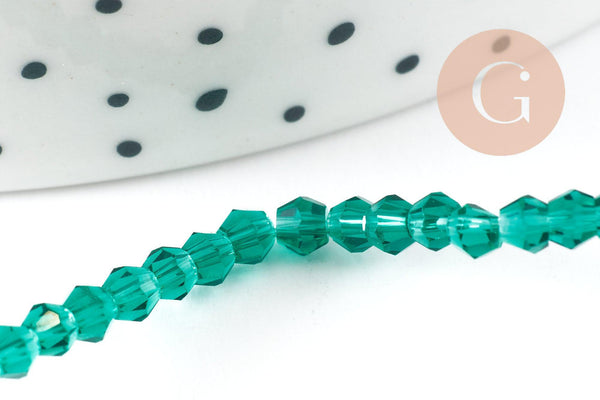 Perles toupies verre autrichien transparent facettées bleu clair 2x3mm, création bijoux cristal DIY, fil de 41cm x1 (G8421)