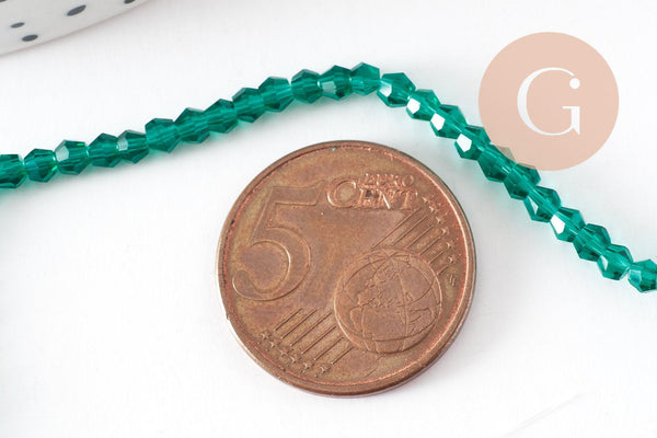 Perles toupies verre autrichien transparent facettées bleu clair 2x3mm, création bijoux cristal DIY, fil de 41cm x1 (G8421)