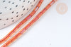 Perles tube à facettes rouge orangé, perle tissage, 4.5x2.5mm, fil de 36cm, x1 (G7342)