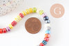 Perles tube heishi porcelaine multicolore 4.5mm, création bijoux fantaisie DIY, fil de 30cm, x1 (G9660)