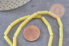 Perles tube jade naturel jaune, perle pierre naturel,13mm, 30 perles, fil de 40cm, x1 (G4161)